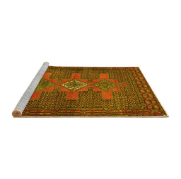 Sideview of Machine Washable Persian Yellow Traditional Rug, wshtr2423yw