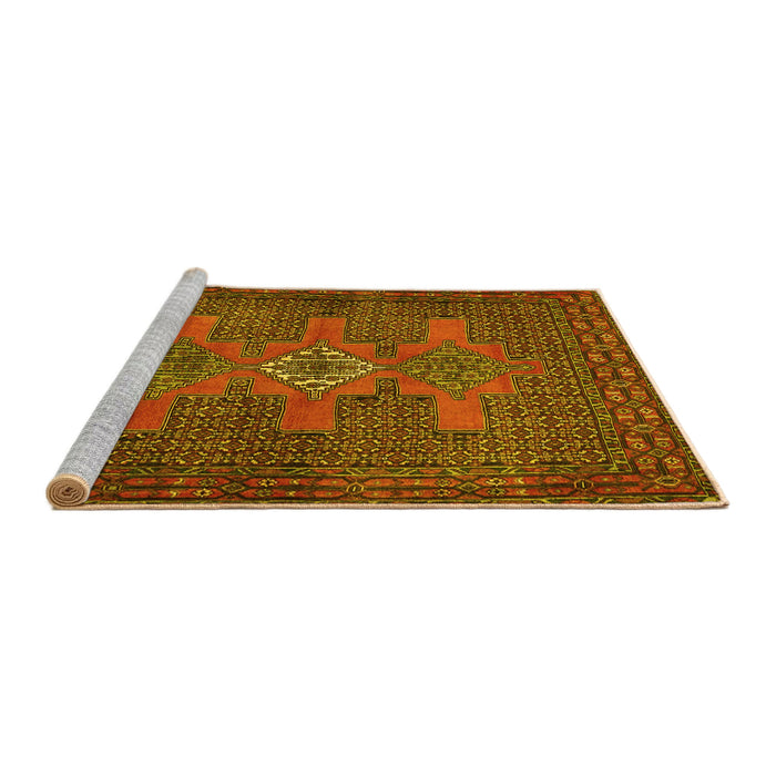 Sideview of Machine Washable Persian Yellow Traditional Rug, wshtr2423yw