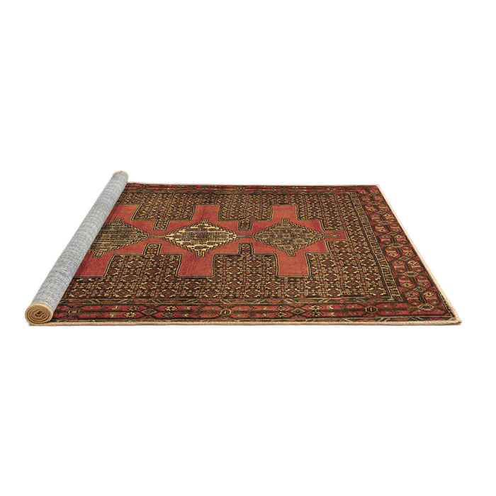 Sideview of Machine Washable Persian Brown Traditional Rug, wshtr2423brn
