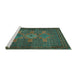 Sideview of Machine Washable Persian Turquoise Traditional Area Rugs, wshtr2423turq