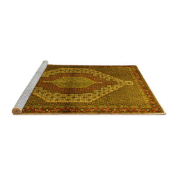 Sideview of Machine Washable Persian Yellow Traditional Rug, wshtr2424yw
