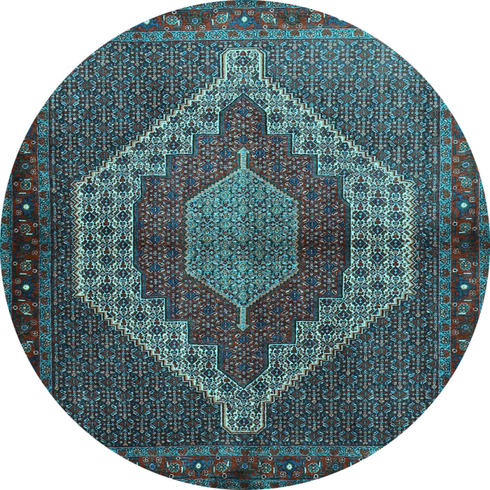Round Machine Washable Persian Light Blue Traditional Rug, wshtr2424lblu