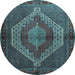 Round Machine Washable Persian Light Blue Traditional Rug, wshtr2424lblu