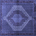 Square Machine Washable Persian Blue Traditional Rug, wshtr2424blu