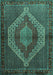 Machine Washable Persian Turquoise Traditional Area Rugs, wshtr2424turq