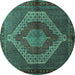 Round Persian Turquoise Traditional Rug, tr2424turq