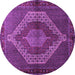 Round Machine Washable Persian Purple Traditional Area Rugs, wshtr2424pur