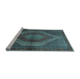 Sideview of Machine Washable Persian Light Blue Traditional Rug, wshtr2424lblu