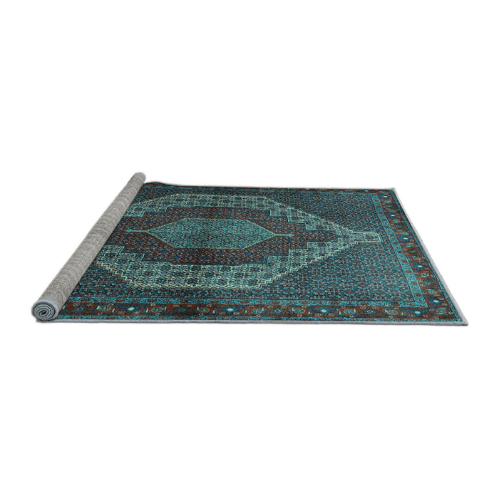 Sideview of Machine Washable Persian Light Blue Traditional Rug, wshtr2424lblu