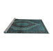 Sideview of Machine Washable Persian Light Blue Traditional Rug, wshtr2424lblu