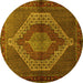 Round Machine Washable Persian Yellow Traditional Rug, wshtr2424yw