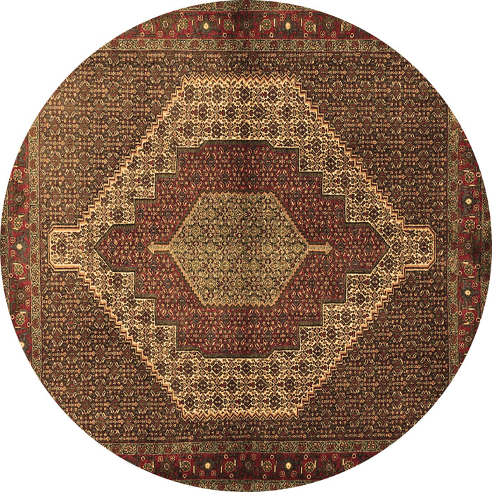 Round Persian Brown Traditional Rug, tr2424brn