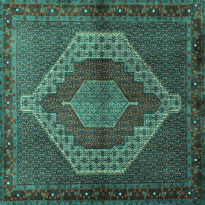 Square Machine Washable Persian Turquoise Traditional Area Rugs, wshtr2424turq