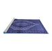 Sideview of Machine Washable Persian Blue Traditional Rug, wshtr2424blu