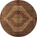 Round Machine Washable Persian Brown Traditional Rug, wshtr2424brn