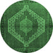 Round Persian Emerald Green Traditional Rug, tr2424emgrn