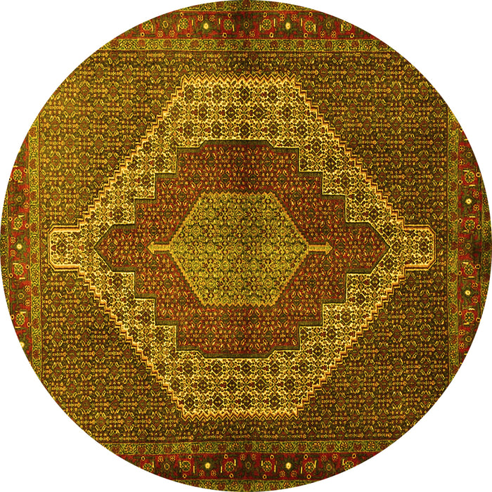 Round Persian Yellow Traditional Rug, tr2424yw