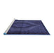 Sideview of Machine Washable Persian Blue Traditional Rug, wshtr2425blu