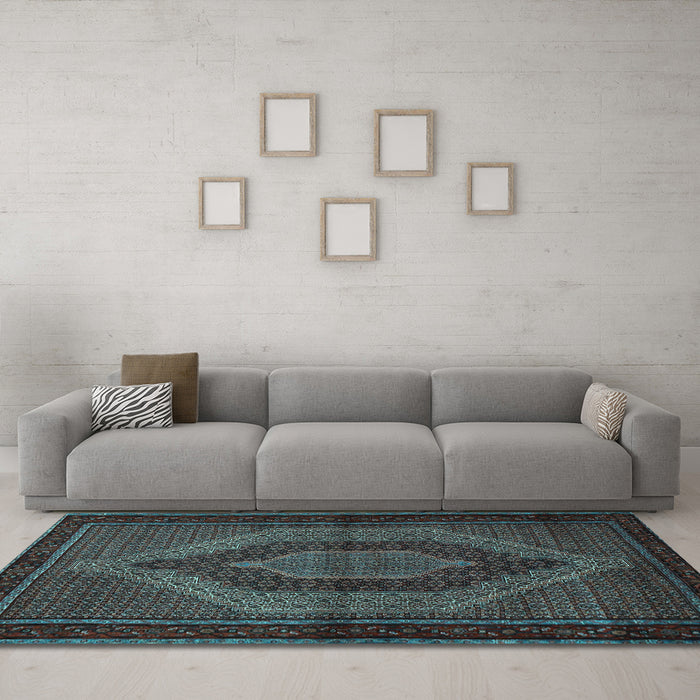 Machine Washable Persian Light Blue Traditional Rug in a Living Room, wshtr2425lblu