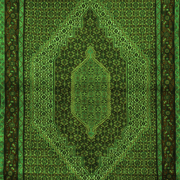Serging Thickness of Machine Washable Persian Green Traditional Area Rugs, wshtr2425grn