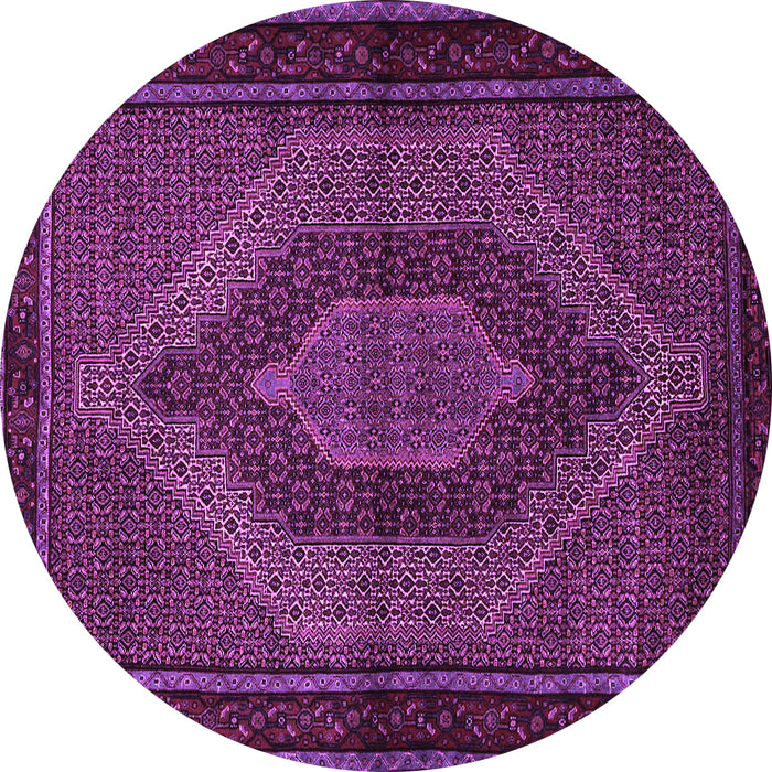 Round Machine Washable Persian Purple Traditional Area Rugs, wshtr2425pur