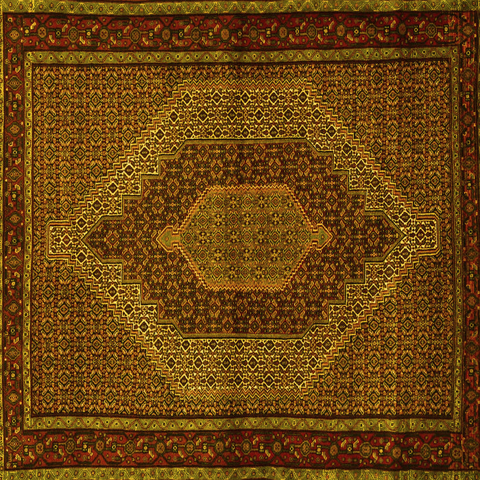 Square Machine Washable Persian Yellow Traditional Rug, wshtr2425yw