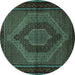 Round Persian Turquoise Traditional Rug, tr2425turq