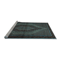 Sideview of Machine Washable Persian Light Blue Traditional Rug, wshtr2425lblu