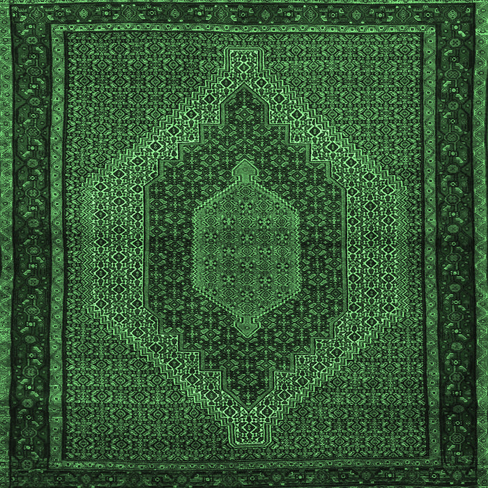 Square Persian Emerald Green Traditional Rug, tr2425emgrn