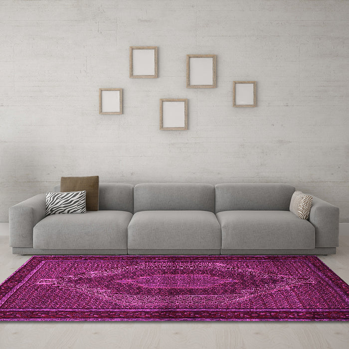 Machine Washable Persian Pink Traditional Rug in a Living Room, wshtr2425pnk