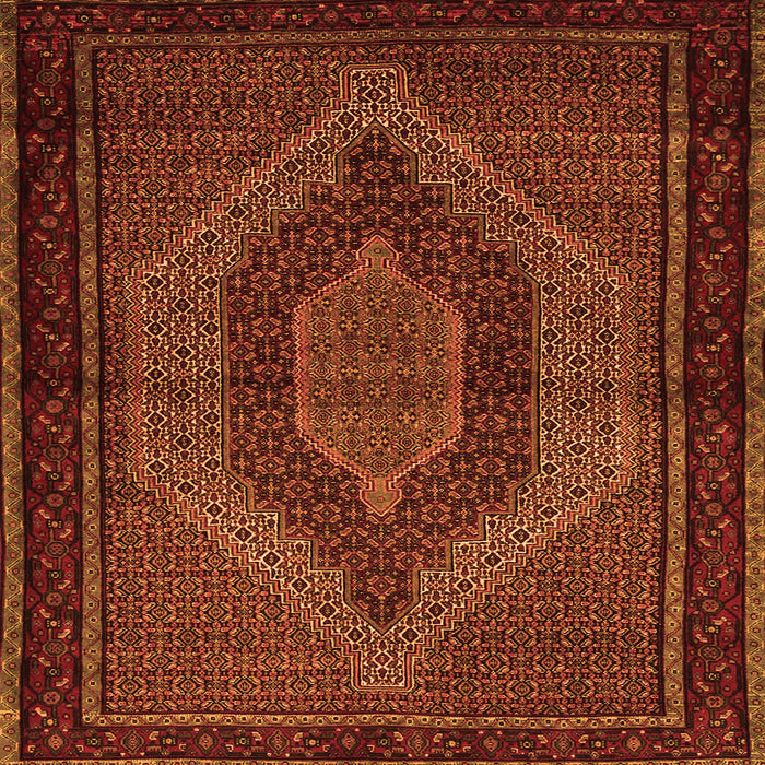 Round Machine Washable Persian Orange Traditional Area Rugs, wshtr2425org