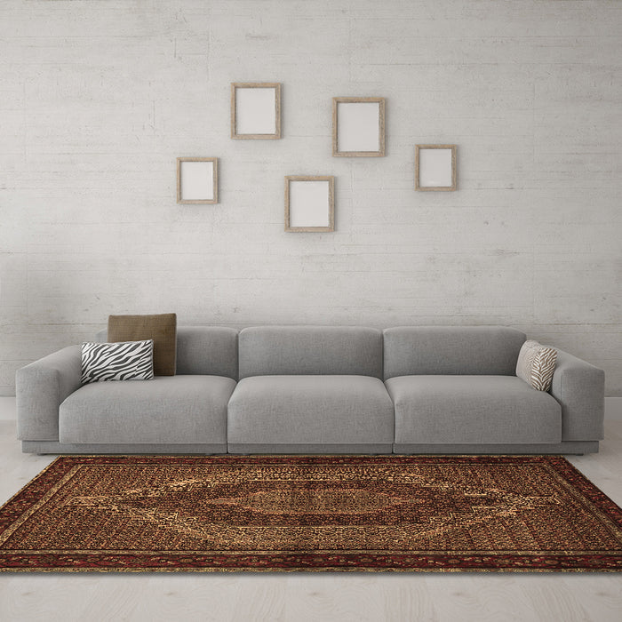Machine Washable Persian Brown Traditional Rug in a Living Room,, wshtr2425brn