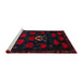 Sideview of Machine Washable Traditional Gunmetal Green Rug, wshtr2426