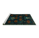 Sideview of Machine Washable Animal Turquoise Traditional Area Rugs, wshtr2426turq