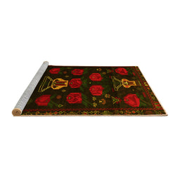Sideview of Machine Washable Animal Yellow Traditional Rug, wshtr2426yw