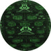 Round Animal Emerald Green Traditional Rug, tr2426emgrn