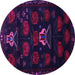 Round Machine Washable Animal Purple Traditional Area Rugs, wshtr2426pur