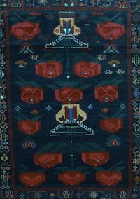 Animal Light Blue Traditional Rug, tr2426lblu