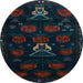 Round Machine Washable Animal Light Blue Traditional Rug, wshtr2426lblu