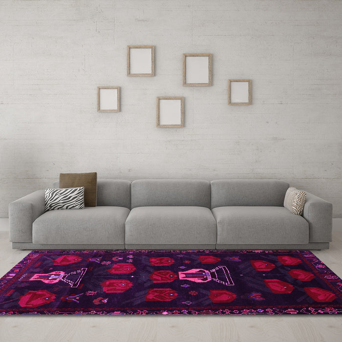 Machine Washable Animal Pink Traditional Rug in a Living Room, wshtr2426pnk