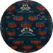 Round Animal Light Blue Traditional Rug, tr2426lblu