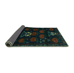 Sideview of Animal Turquoise Traditional Rug, tr2426turq