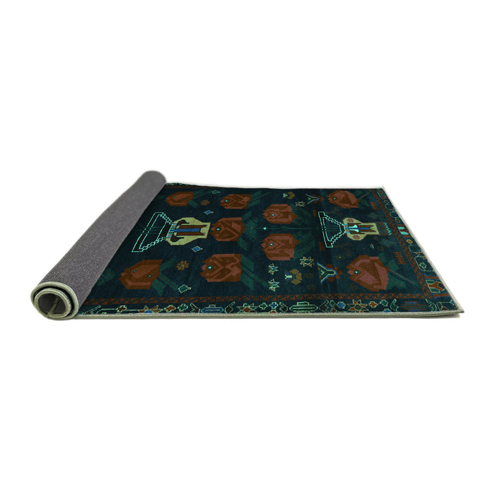 Sideview of Animal Turquoise Traditional Rug, tr2426turq