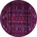 Round Machine Washable Persian Purple Traditional Area Rugs, wshtr2427pur