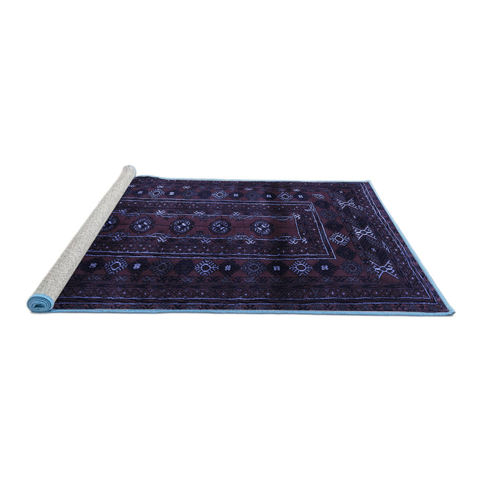 Sideview of Machine Washable Persian Blue Traditional Rug, wshtr2427blu
