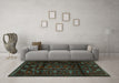 Machine Washable Persian Turquoise Traditional Area Rugs in a Living Room,, wshtr2427turq