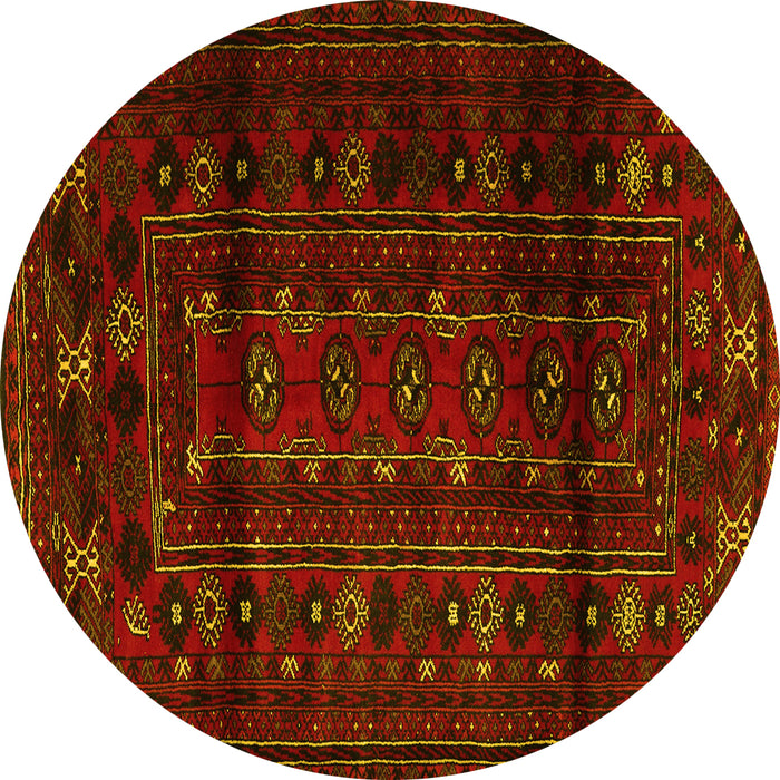 Round Machine Washable Persian Yellow Traditional Rug, wshtr2427yw