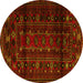 Round Machine Washable Persian Yellow Traditional Rug, wshtr2427yw