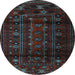 Round Persian Light Blue Traditional Rug, tr2427lblu