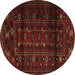 Round Persian Brown Traditional Rug, tr2427brn